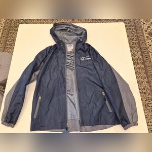 NEW Ohiopyle 81 Mens Large Blue Gray Hooded Windbreaker Belle Vernon PA letters